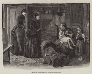 Die Königin besucht eine arme Häuslerin in Balmoral